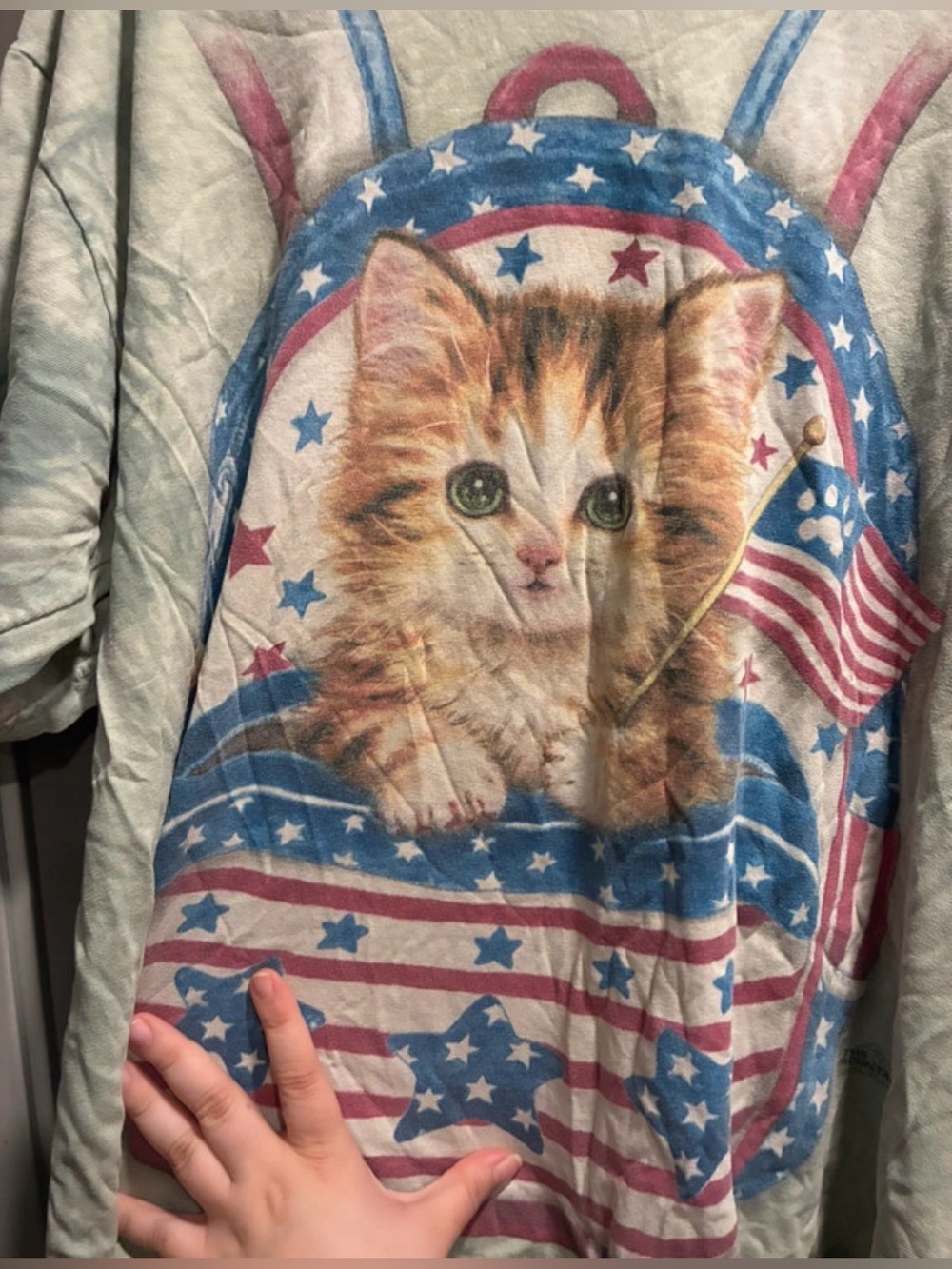 Cat Patriotic Backpack Green Tie Dye Gildan T Shirt XL